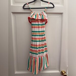 Kids White, Pink, Green Tea Collection Strappy Dress, Size 6.